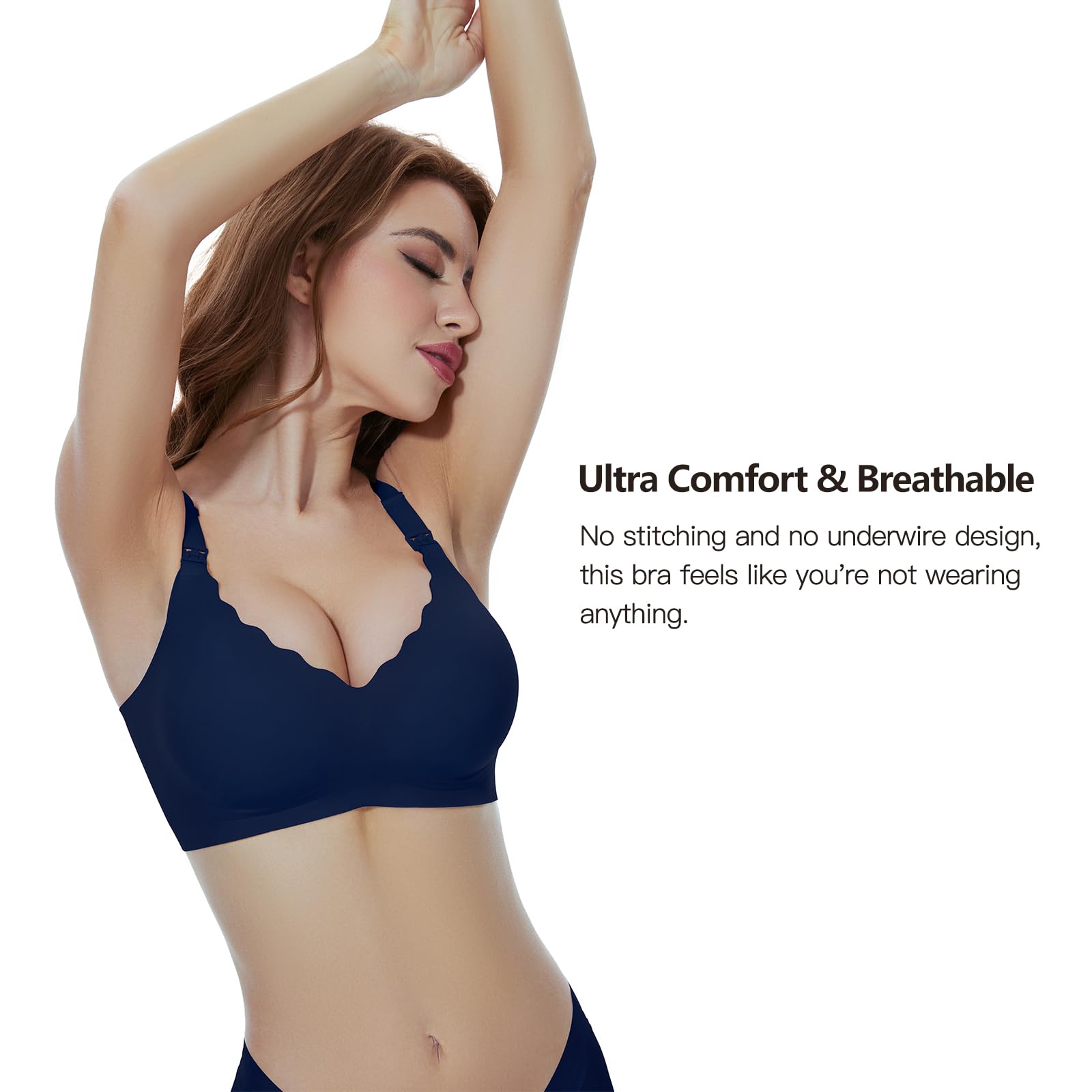 Dresime Reggiseni Allattamento, 3 Pezzi Reggiseno per maternità Senza Fili Ultra Comfort Reggiseni di Gravidanza per Le Donne