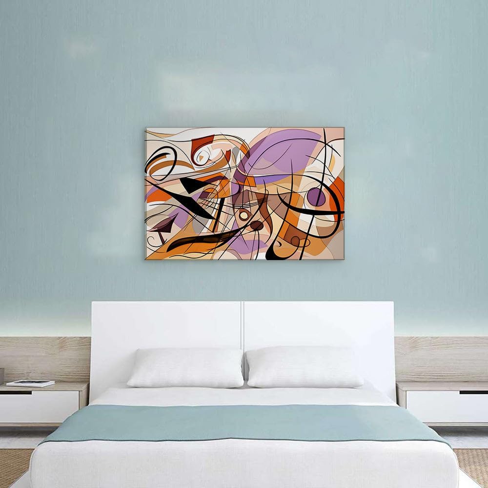 Canvas for Living room. Entwined Vitality: A Lively Dance of Hues and Curves in Digital Art, 27 x 18 inch Canvas Wall Art - Contemporary Masterpieces - Modern Home Decor