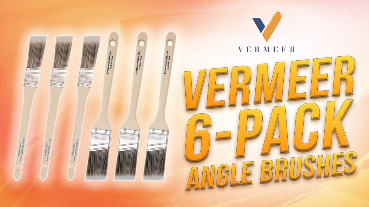 Vermeer 6-pak pędzli kątowych w różnych rozmiarach, do wszystkich farb lateksowych i olejnych i plam, do majsterkowania, użytku wewnętrznego i zewnętrznego
