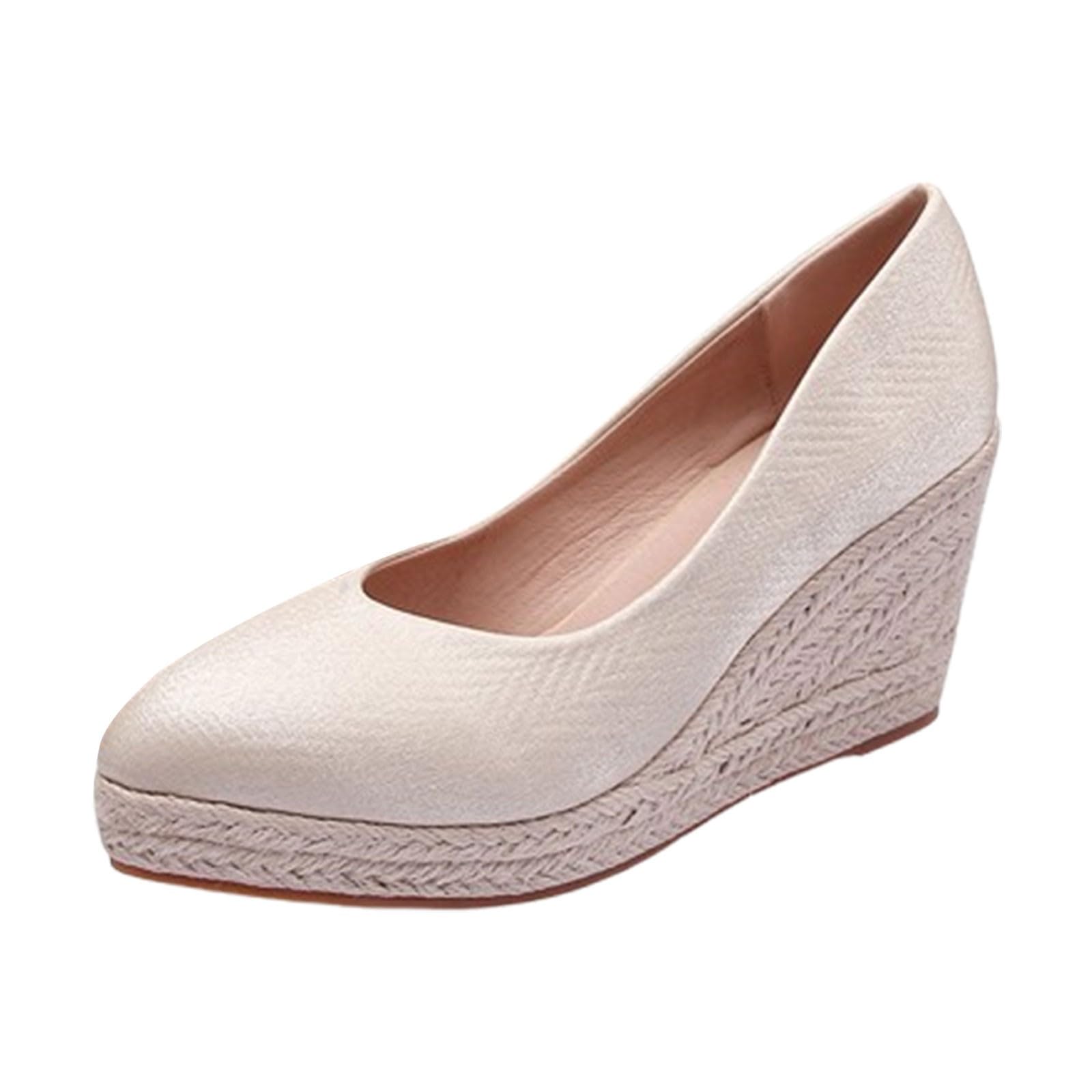 Alpargatas Mujer Cuña Primavera Verano Anchas Mujer Cuña Plataforma Calzado Esparto Sandalias de Tacón Elegantes Vestir Sapatos Alpargatas Valencianas Verbenas Fiesta