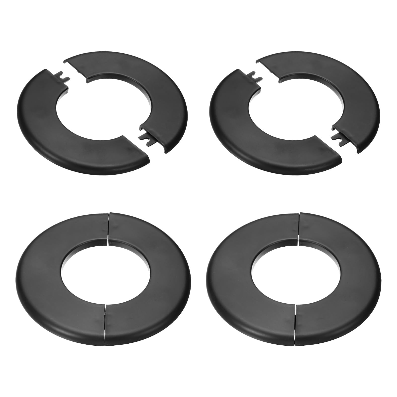 PATIKIL Wall Split Flange 130mm / 5.1" OD, 4 Pcs Round Escutcheon Plate Cover PPR Plumbing Cover Plates with Self-Adhesive Tape for 64mm / 2.5" Dia Water Pipe Faucet, Black