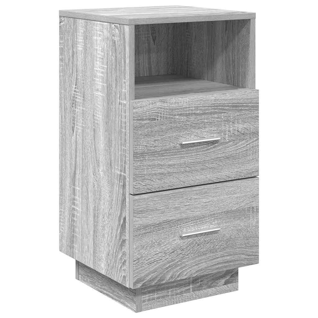 Table de Chevet en Bois d'Ingénierie Gris Sonoma, Meuble de Rangement aux Finitions Soignées
