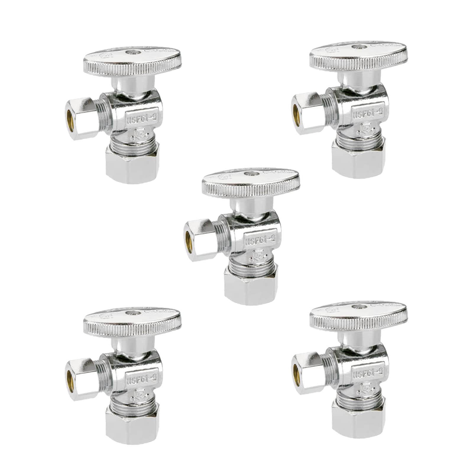 AIRISIN 1/4 Quarter Turn Brass Angle Stop Valve 1/2" NOM Inlet (5/8"OD Comp) x 3/8" COMP Outlet, Water Shut Off Valve for Water Sink/Bathroom/Toilet/