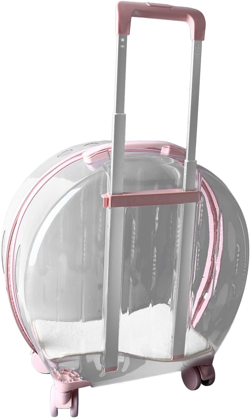 aqxreight Cat Trolley Case Transparent Breathable Labor Saving Silent Moving Outdoor Rolling Pet Carrier for Bathing Doctor Visits Can Your Freely Can on Has Trolley Case Sides Holes