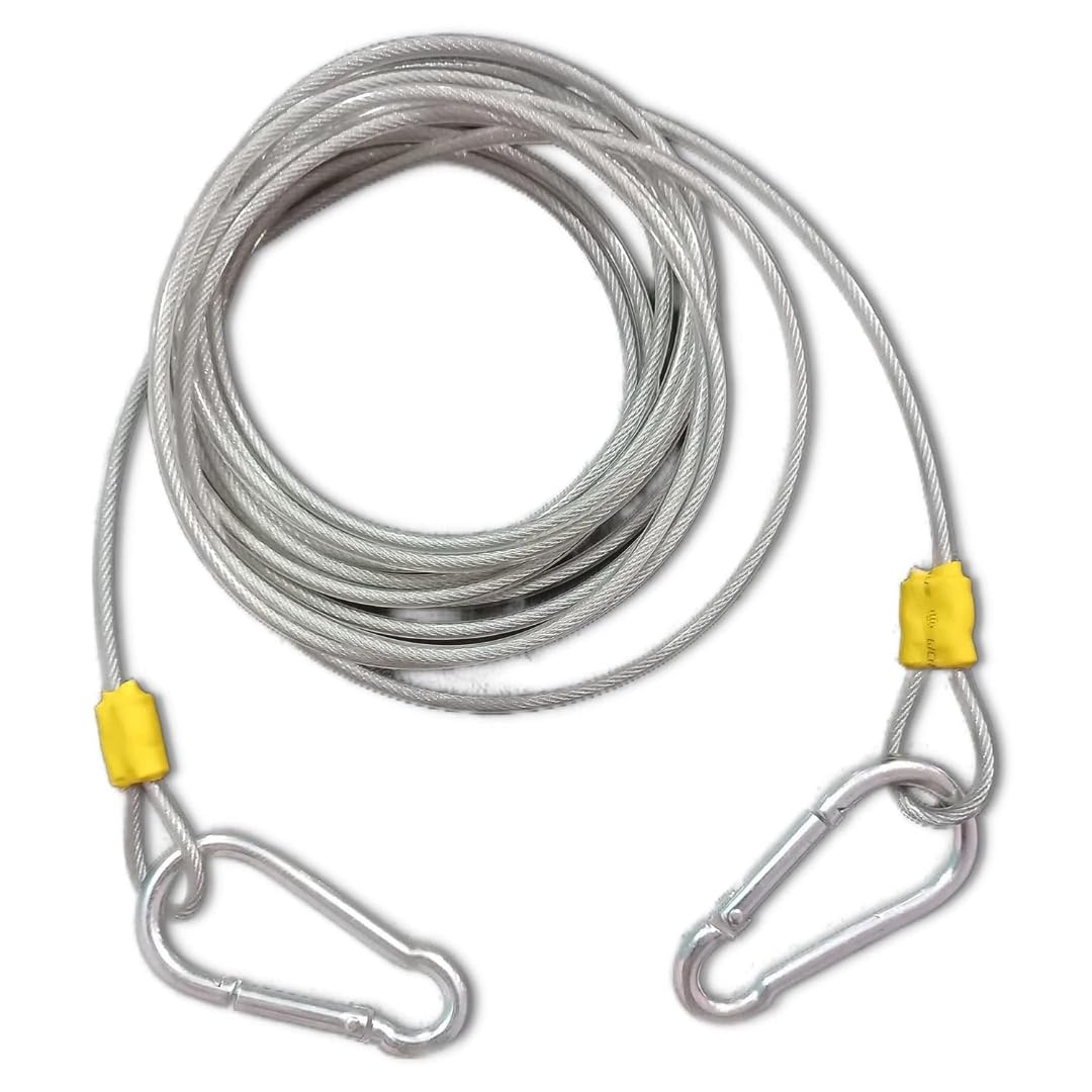 TEELLON Dream Home Lightweight Dog Tie-Out Cable/Leash 8/10/15/20/25/30FT for Outside Yard Medium to Large Dogs Up to 40 KG, Anti-Rust Durable Leads for Camping 4mm,White (10 Feet)-image-3