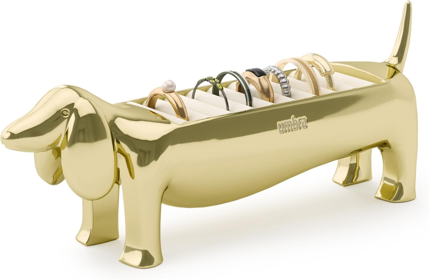 Umbra Dachsie Ring Holder - Gift for Weiner Dog Dachshund Doxie Lover - Jewelry Storage, Chrome