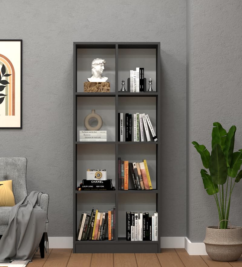 Image of SPECIALITY PANELS 8 Shelf Bookcase, Grey, 176x73x35 cm, Open Storage Shelving Unit with Carpenter Assembly