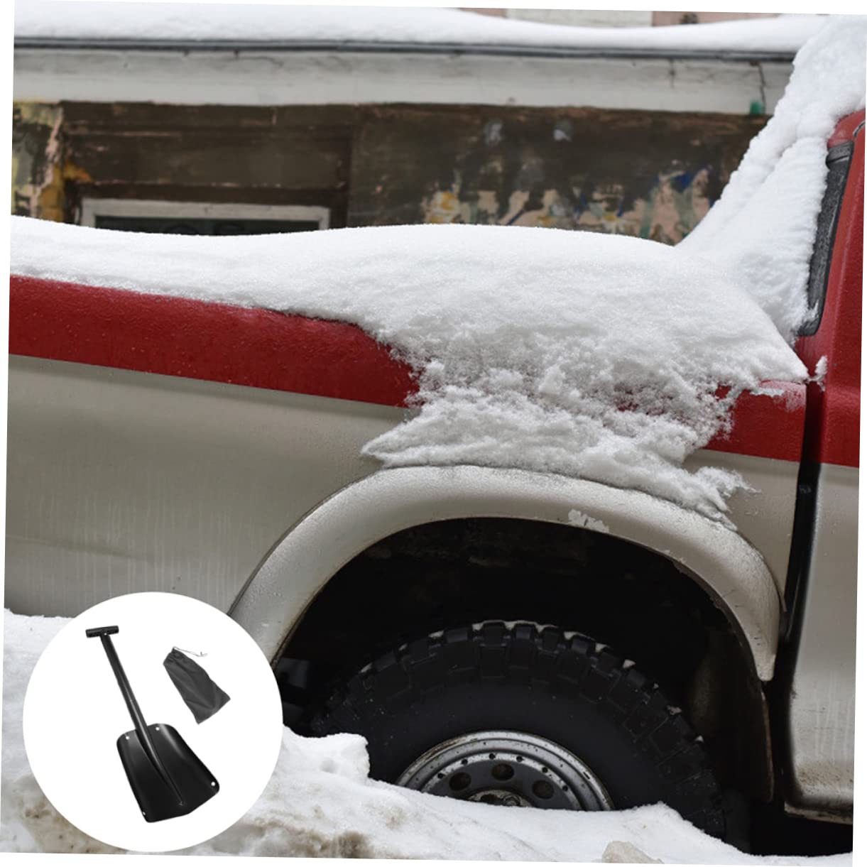 Abaodam Faltbare Schneeschaufel für Ergonomischer Abnehmbar und Platzsparend für Notfälle und Schneeräumung im Winter mit Stabiler Verbindung und Rutschfestem Design
