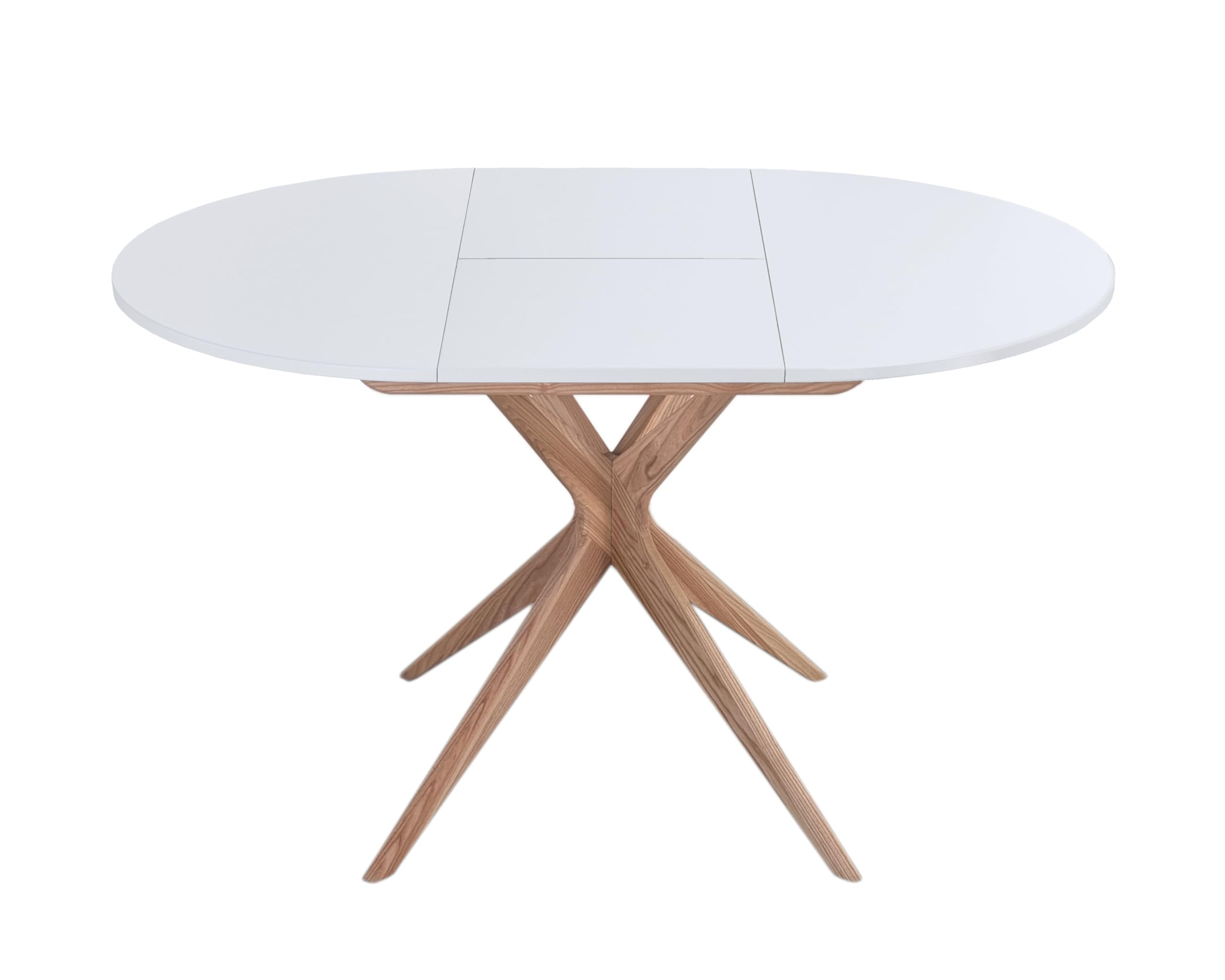 RAGABA Mesa de comedor redonda extensible 90 cm Jubi Blanco