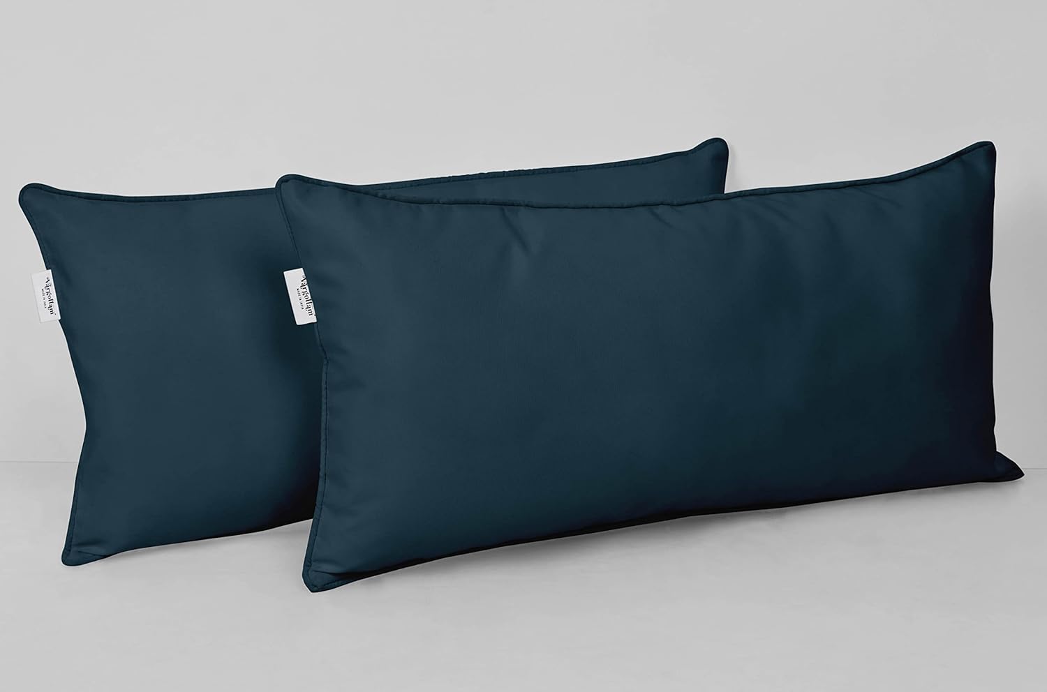 Indoor/Outdoor Polyester Fabric Lumbar Pillow Cover, All-Weather Waterproof Rectangular Cushion Case for Patio Furniture, 16 x 24 Set of 2 -Dark Blue