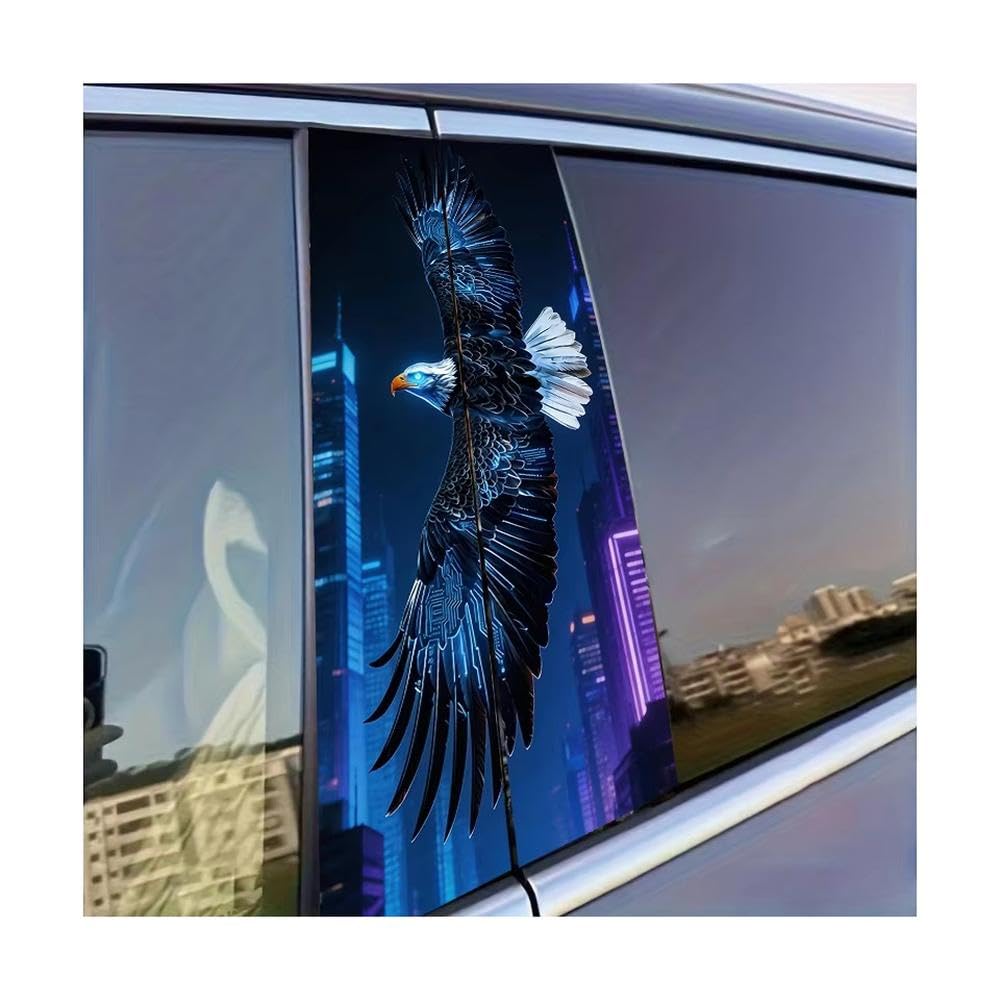 Dabhuoc One Color Car Parts 2Pcs Car Window Pillar Stickers Bald Eagle Glossy Material Protective Film