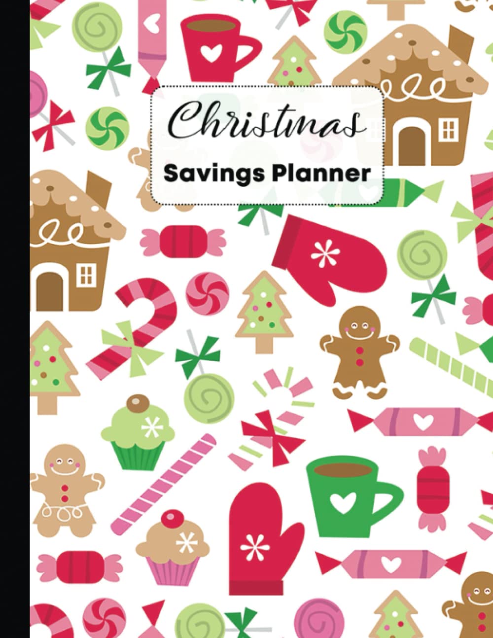 Christmas Savings Planner: Holiday Savings Planner | Tracker and Journal for Christmas and December Saving Challenges and Gift organising | christmas sugar with spice pink and brown Pattern