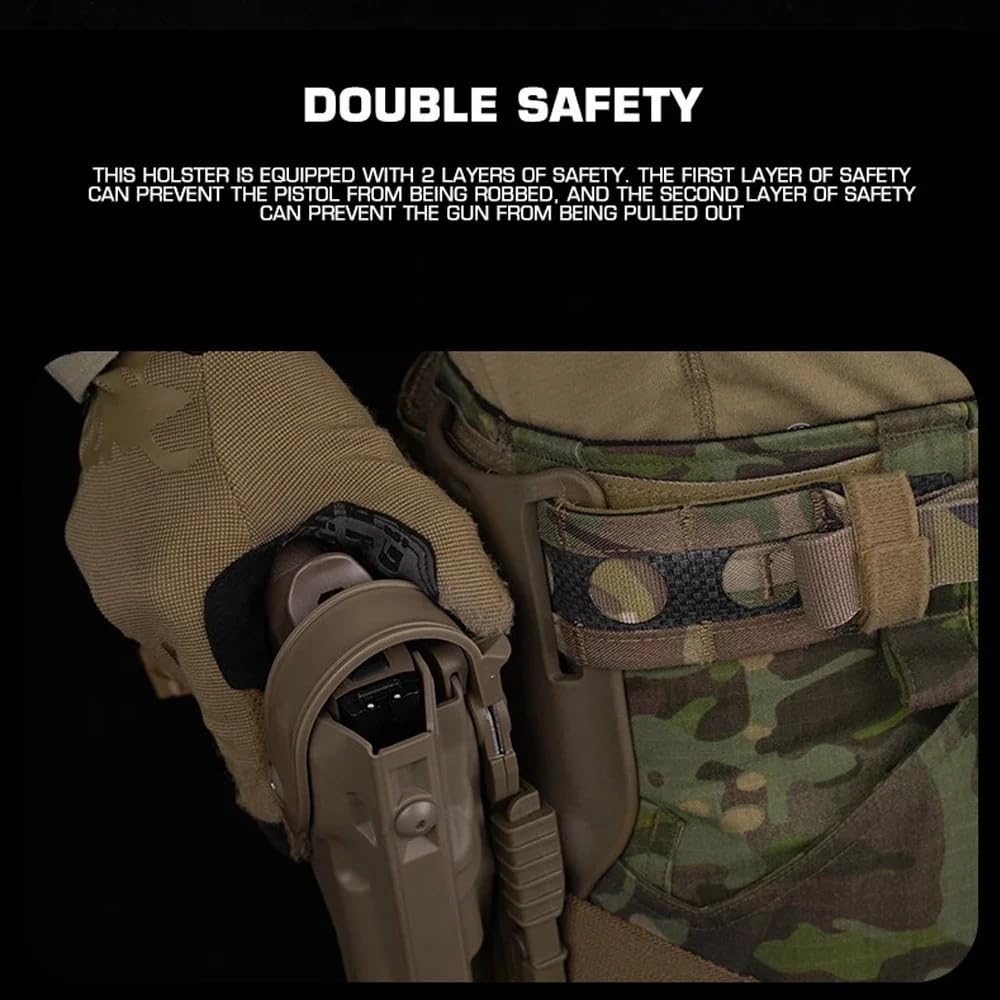 Peminkoo Fondina Tattica P320 Fondina per Pistola da Combattimento Militare da Caccia MK-17/18 Fondina adattata per Sistema Q.LS Kit Cinghia per Coscia Fondina Airsoft