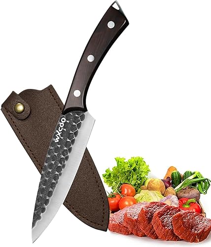 Miniatura 7 de WXCOO Cuchillo de chef de grabado láser de 7 pulgadas cuchillo de cocina profesional de chef de cocina afilado cuchillos asiáticos para hogar y