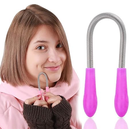 DOCAT Facial Hair Remover Stainless Steel Spring Manual Epilator Threading Beauty Tool for Quick Hair Removal- 1 Pcs