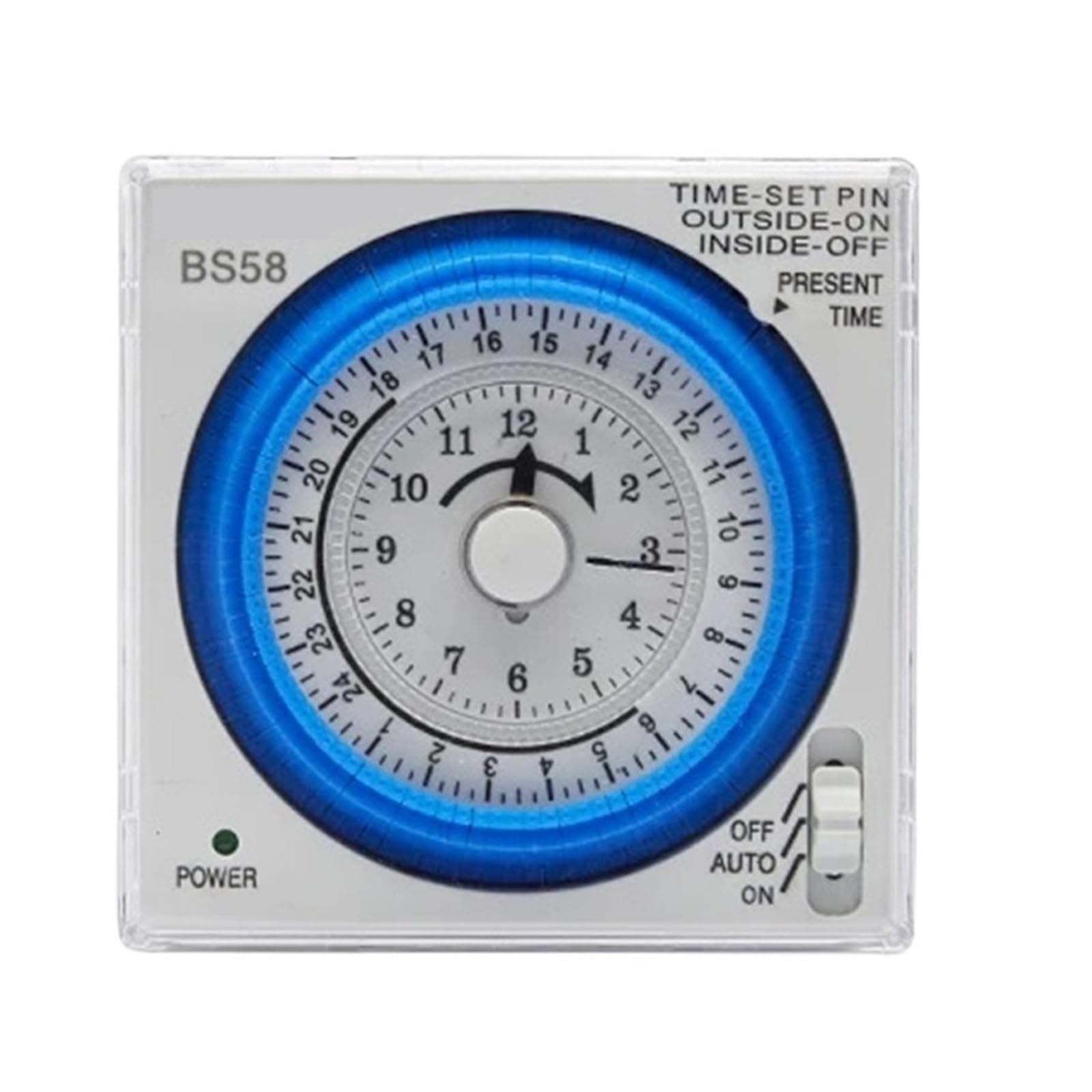 240V 24H Zeitschaltuhr, mechanische Zeitschaltuhr mit 96-maligem EIN-/Ausschalten pro Tag, Mindesteinstelleinheit 15 Min
