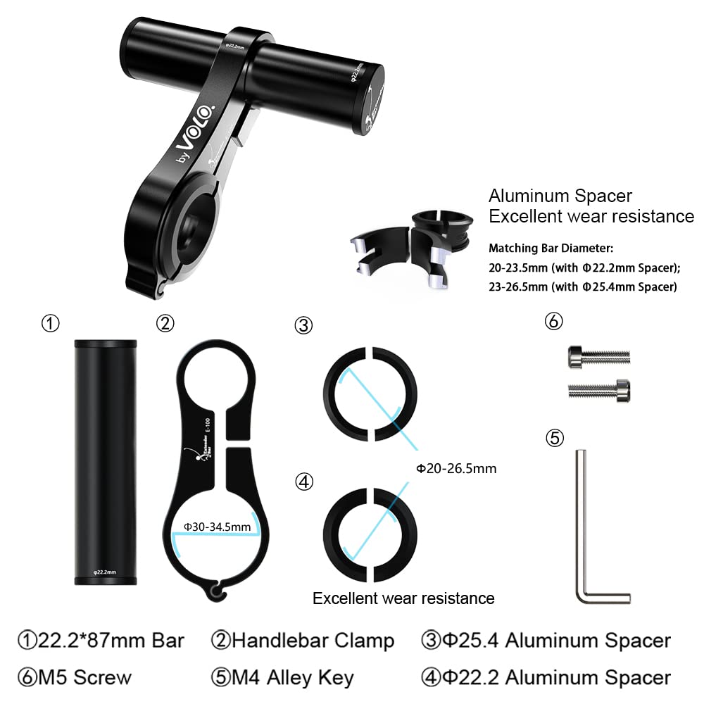 VOLO Extender Bar Aluminium Fahrrad Lenker Extender Radfahren Verlängerung Halterung für