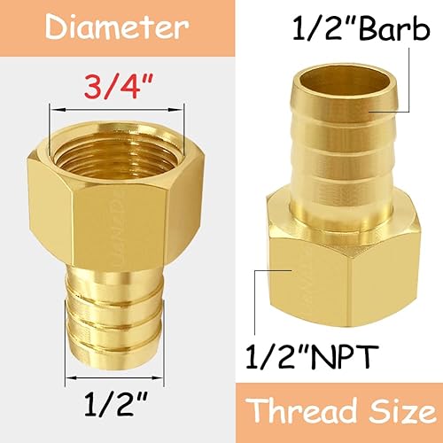 Miniatura 66 de 6 accesorios de púas de manguera de latón de 1/4 pulgadas NPT hembra a 5/16 pulgadas, conector adaptador de púas incluye 6 abrazaderas de acero