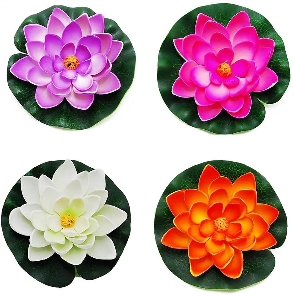 Generic Artificial Water Lily Foam Lotus Flower Pond Decor for Pond Patio Garden Pool 4Pcs Garden Accessories Creative