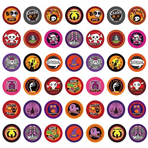 Hohomark 520 PCS Assorted Halloween Stickers Halloween Self Adhesive Round Stickers for Kids,Halloween Trick or Treat Stickers with Bats Spiders Skeleton Ghost Design for Halloween Party Decorations