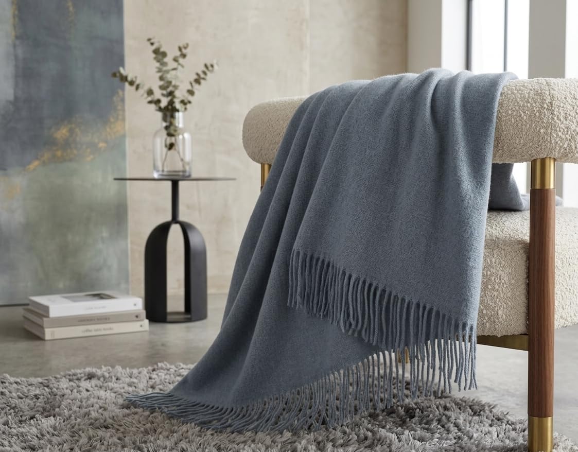 Coperta in lana vergine, 100% lana vergine, disponibile in diversi colori, 140 x 200 cm, coperta in lana vergine Tirolo, colore: blu (K), 140 x 200 cm