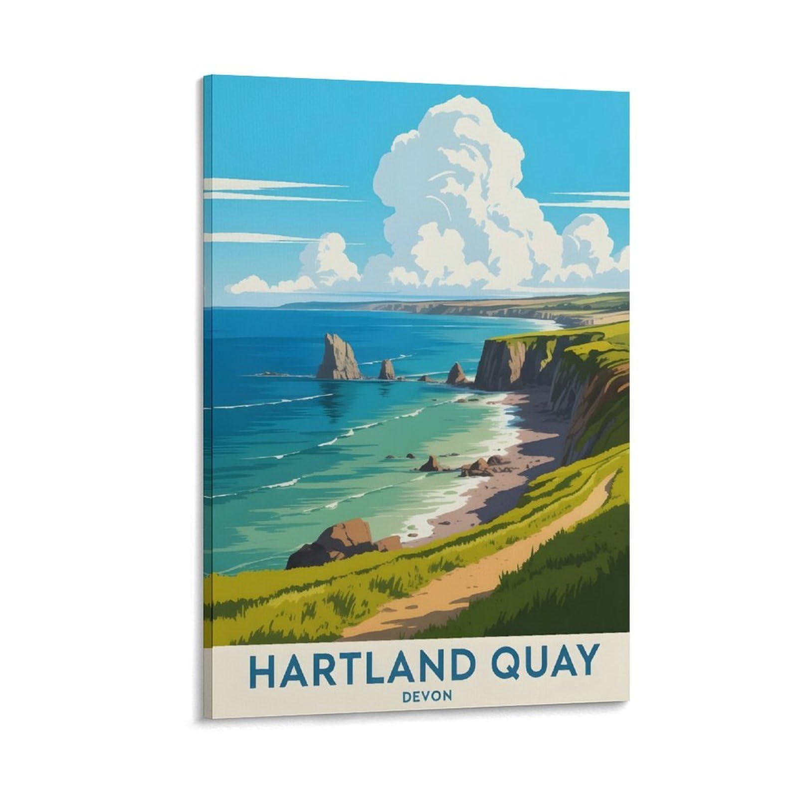 Poster vintage voyage Hartland Devon impression toile déco chambre - 8