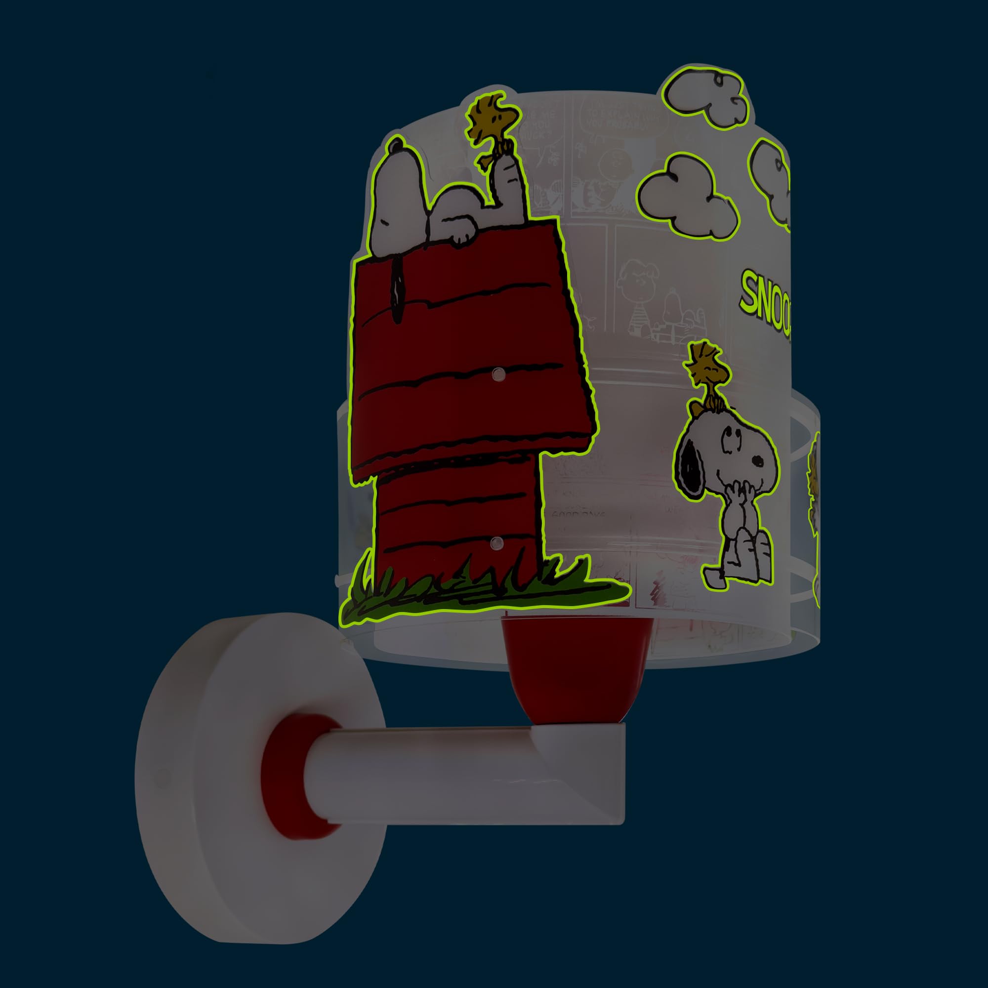 Dalber Lámpara Aplique Pared Infantil Snoopy 76309 E27 | Lámpara aplique de pared con instalación directa a la corriente o mediante cable con interruptor incluido.