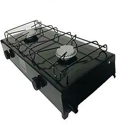 Fogão Portátil 2 Bocas a Gás para Camping, Preto