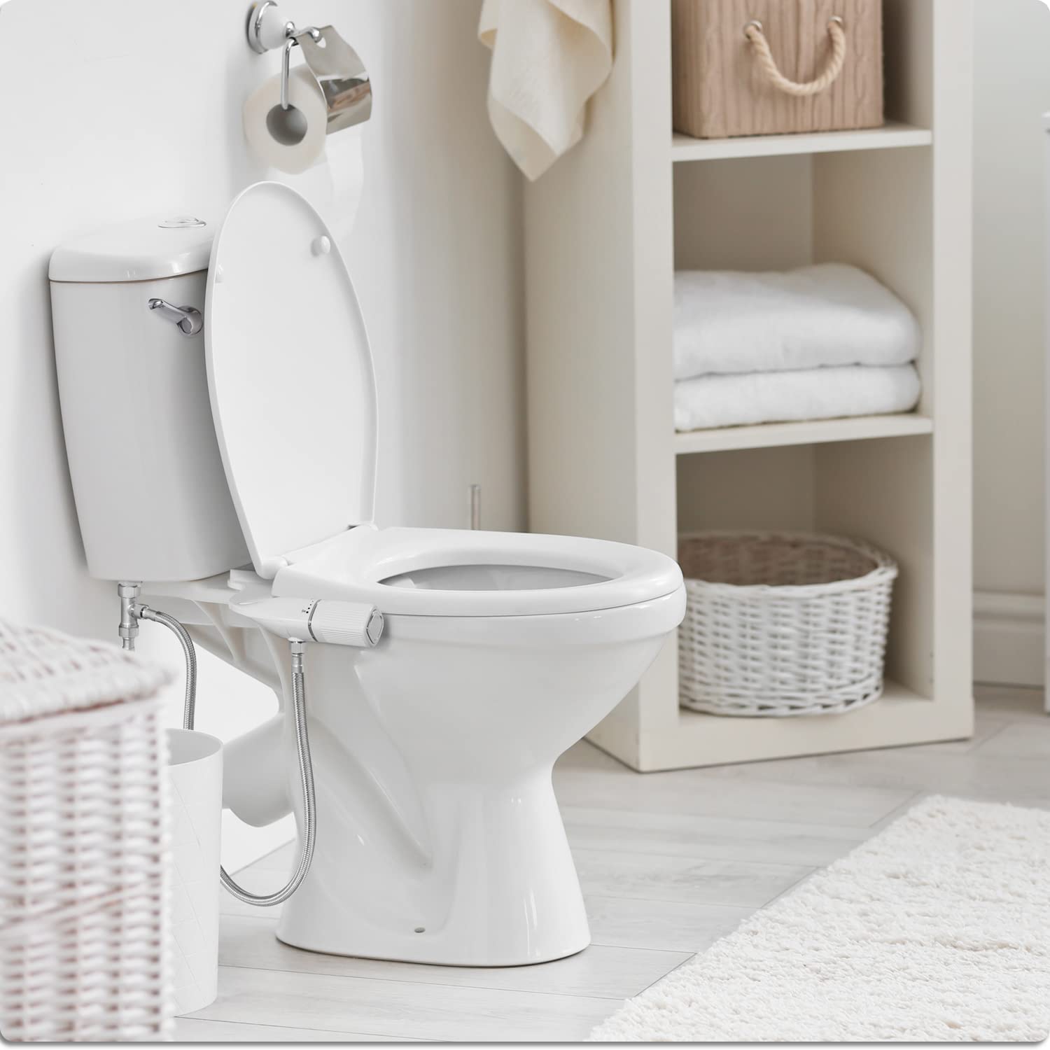 BIGCOW Bidet Aufsatz,Ultra-Slim Bidet Einsatz Für Toilette nicht elektrischer Doppeldüse (Front- und Heckwäsche)