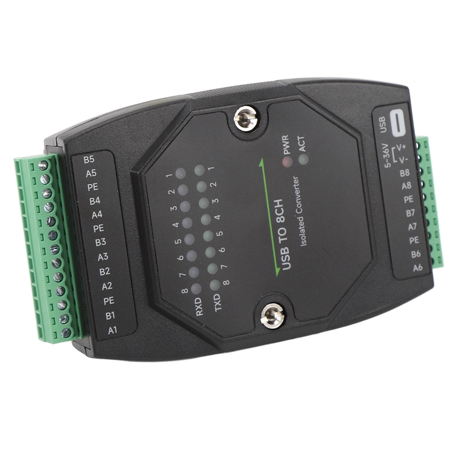 USB - C to 8 - Channel Isolated RS485 Converter, USB to RS485 Adapter with 1200bps–921600bps Speed, 5–1200m Range, for Industrial Automation, PLC, and SCADA Systems