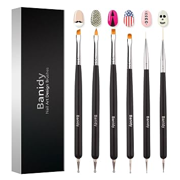 Nail Art Brushes for Gel Art Design Brush Tools Dual-Head Pen Painting Set Include Extension Brush Liner Brush Dotting Pen for DIY Manicure Polish Black
