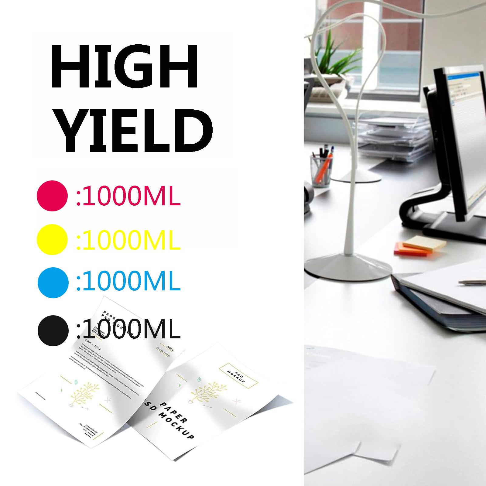 Cartucce D'inchiostro Compatibili per S7265 S-7265 per Riso Comcolor FW1230R 5230R 5231R 5000R Stampante Cartucce D'inchiostro ad Alta Resa, 1000 ml,Black