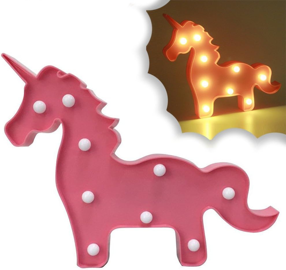 Unicorn Party Supplies Fantasy Themed D???©cor Marquee Light Desk Table Lamp Mystical Enchanted Gift for Child Kids Baby Girls Bedroom Birthday (Pink Unicorn)