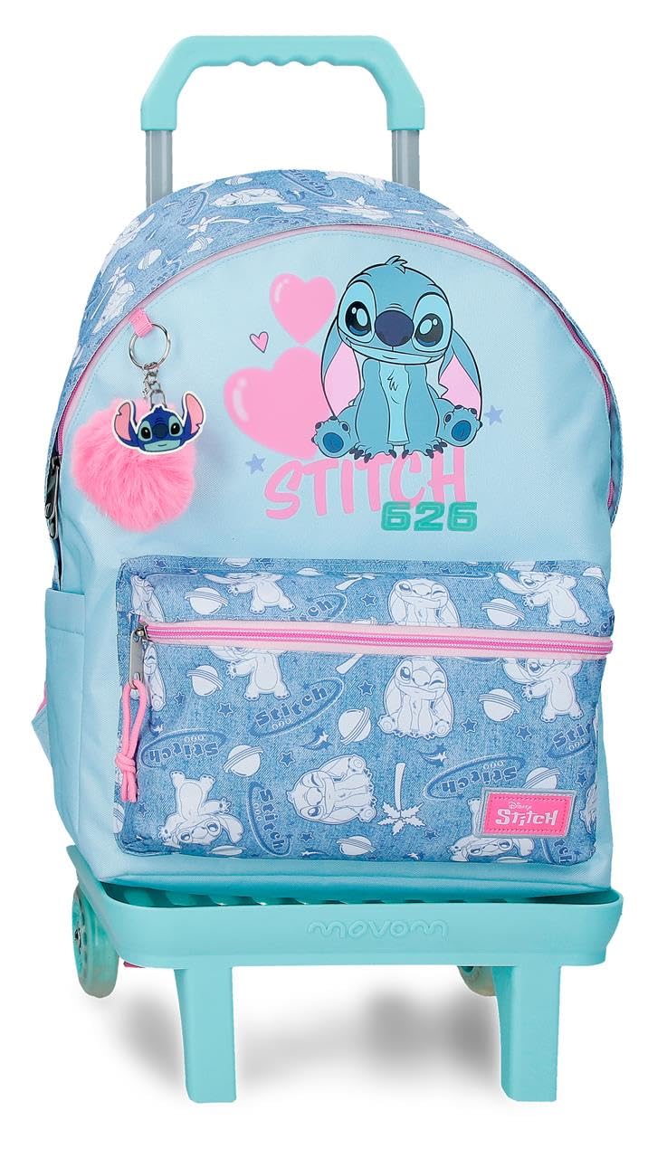 Joumma Disney Stitch Hearts Backpack with Trolley 15.6" Blue 31.5x44x15 cm Polyester 21.12L