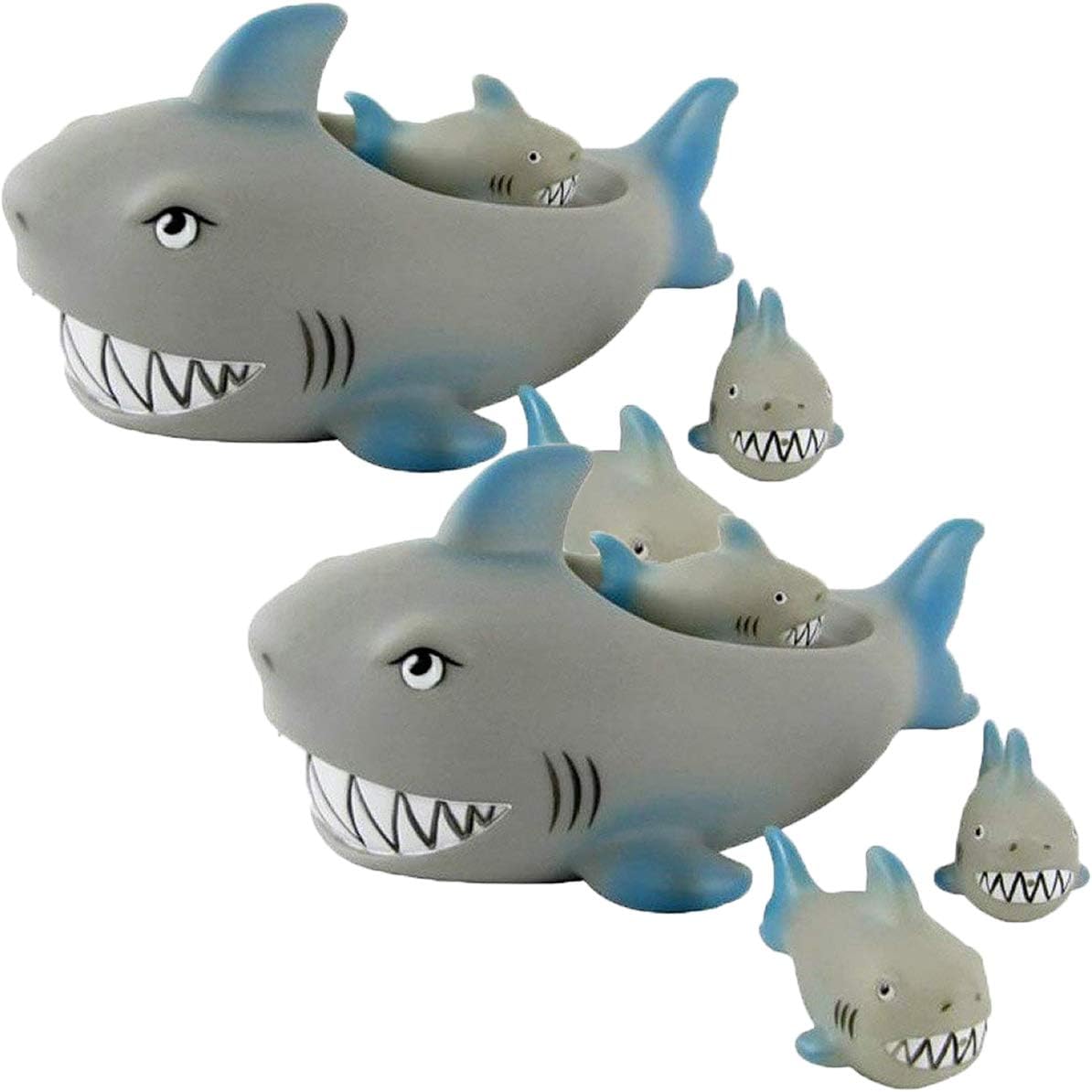 Playmaker Toys Rubber Shark Family Bathtub Pals - Floating Bath Tub Toy (Pack of 2)
