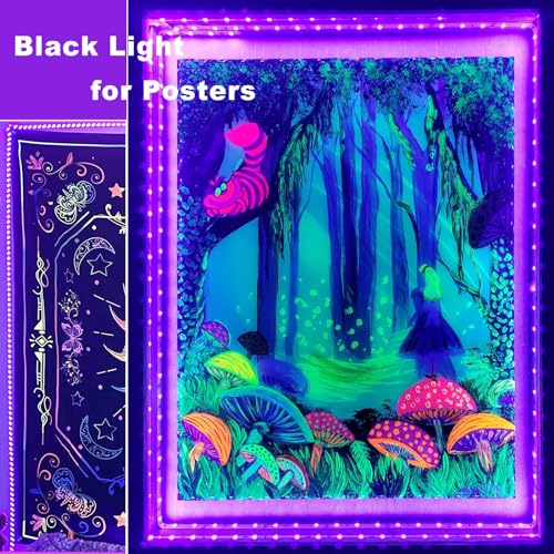 Image of roperry 30ft LED Black Light Strip Kit, 540 Units Lamp Beads, Non-Waterproof Blacklights for Glow Party, Indoor Birthday, Body Paint,Halloween (Indoor)
