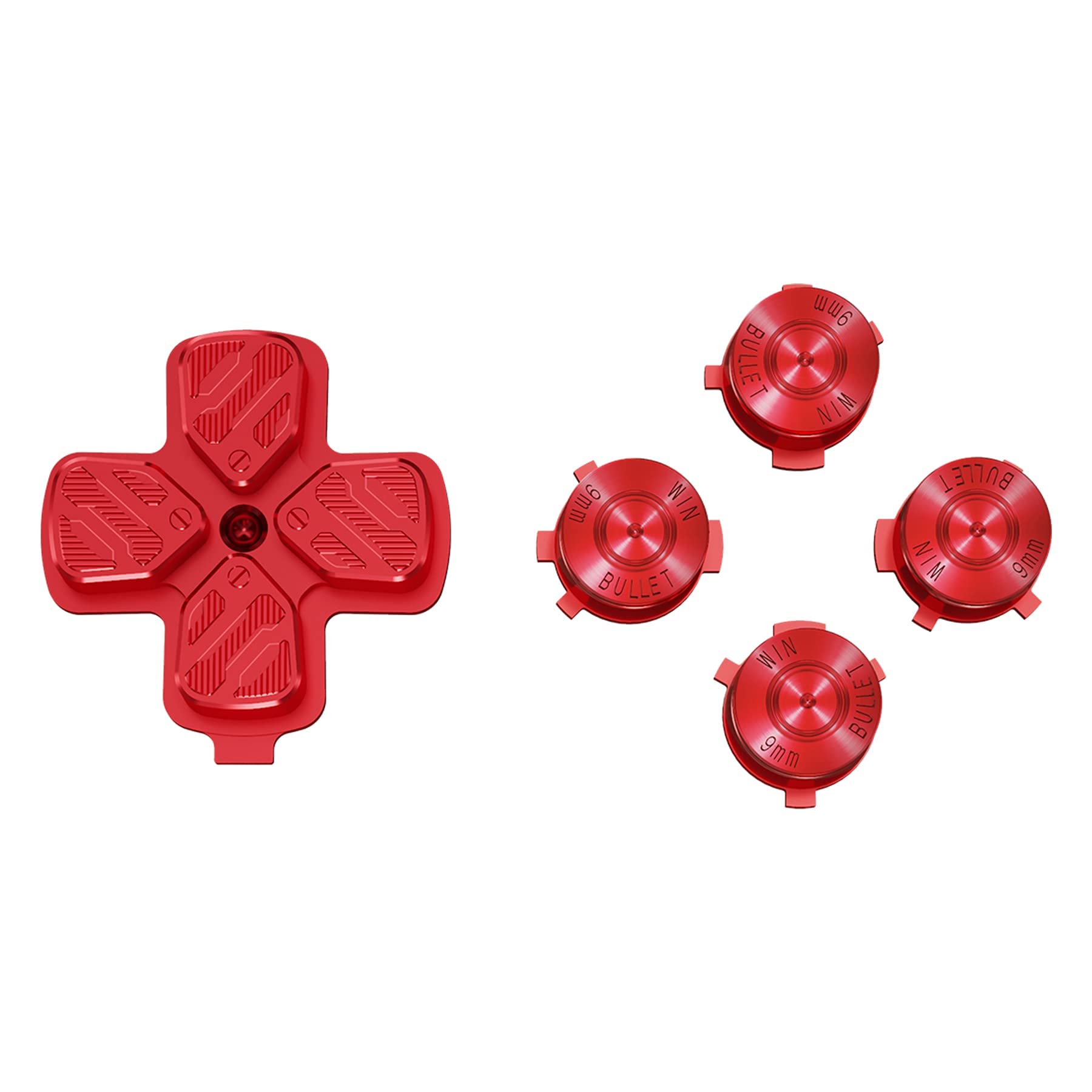 eXtremeRate Boutons Dpad ABXY Métal Compatible avec ps5 Manette, Boutons Dpad ABXY Métal de Remplacement pour ps5 Manette, Rouge