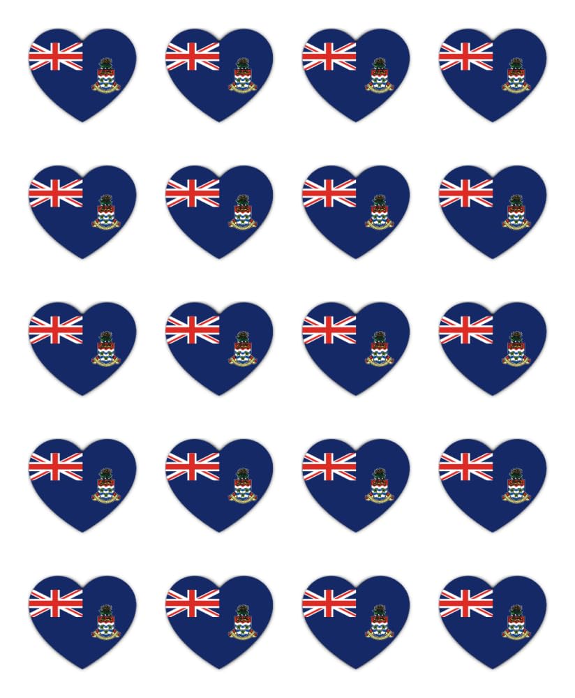 Havati 25Mm 20Pcs 20Pcs Heart Stickers Cayman Islands Flag Vinyl 25Mm Waterproof Decorative Souvenir Set