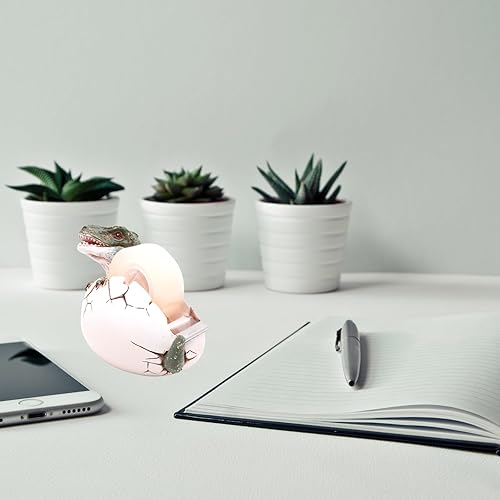 Miniatura 7 de Dispensador de cinta de dinosaurio para eclosionar de una cáscara, suministros de oficina divertidos, accesorio de escritorio único, 4.75 pulgadas