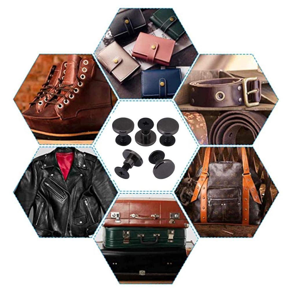 Wytino Brass Rivet, 20sets Rivet Buttons Press Studs Brass Flat Head Strap Rivets + Screw for Luggage Leather Craft Bag Screws (8mm)