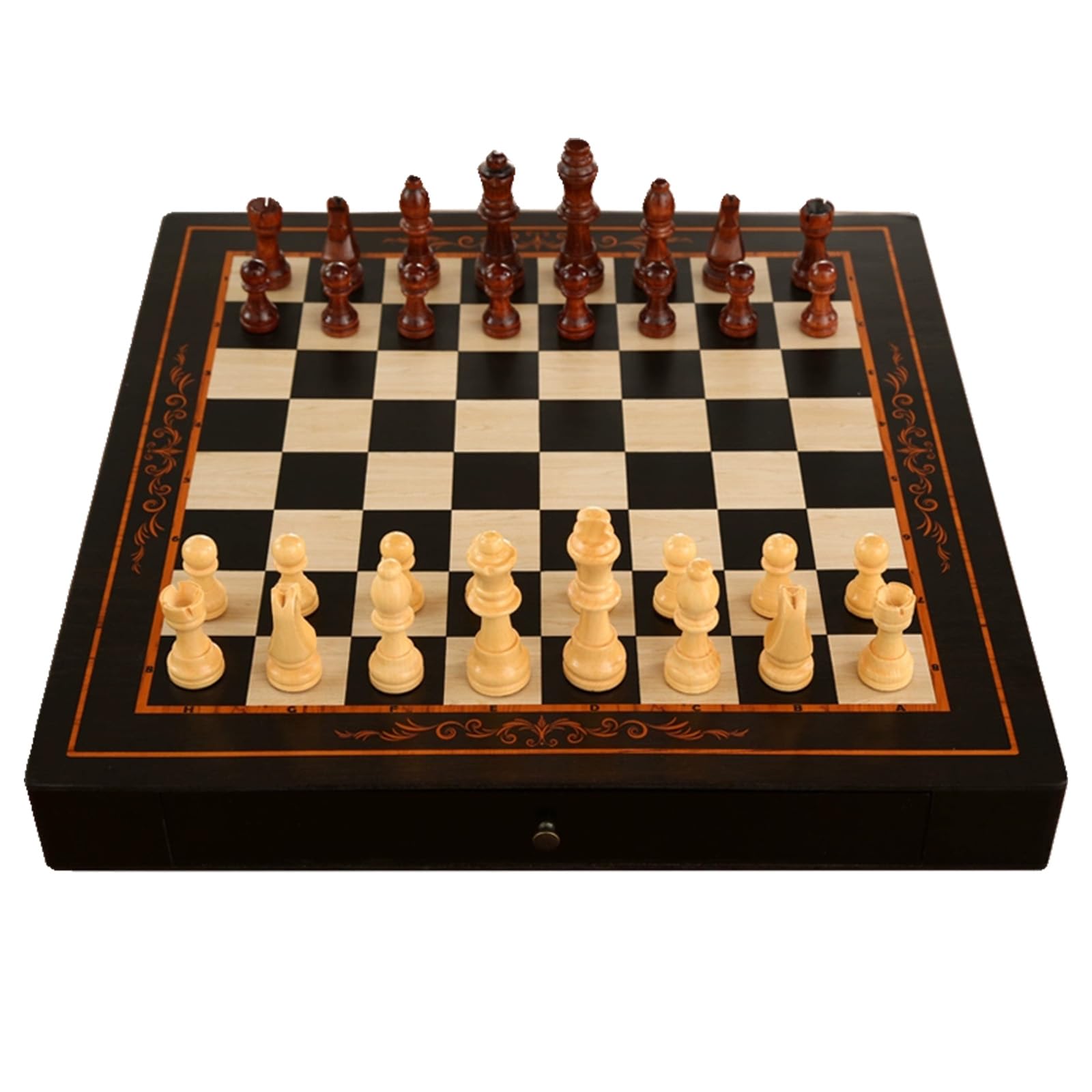 Scacchiera in Legno,9.4" Scacchiera Portatile Con pezzi di scacchi e cassetti di stoccaggio incorporati, Facile da trasportare,Scacchiera Magnetica in Legno per Scacchi Per I Pr(Size:11.8*11.8*1.8in)