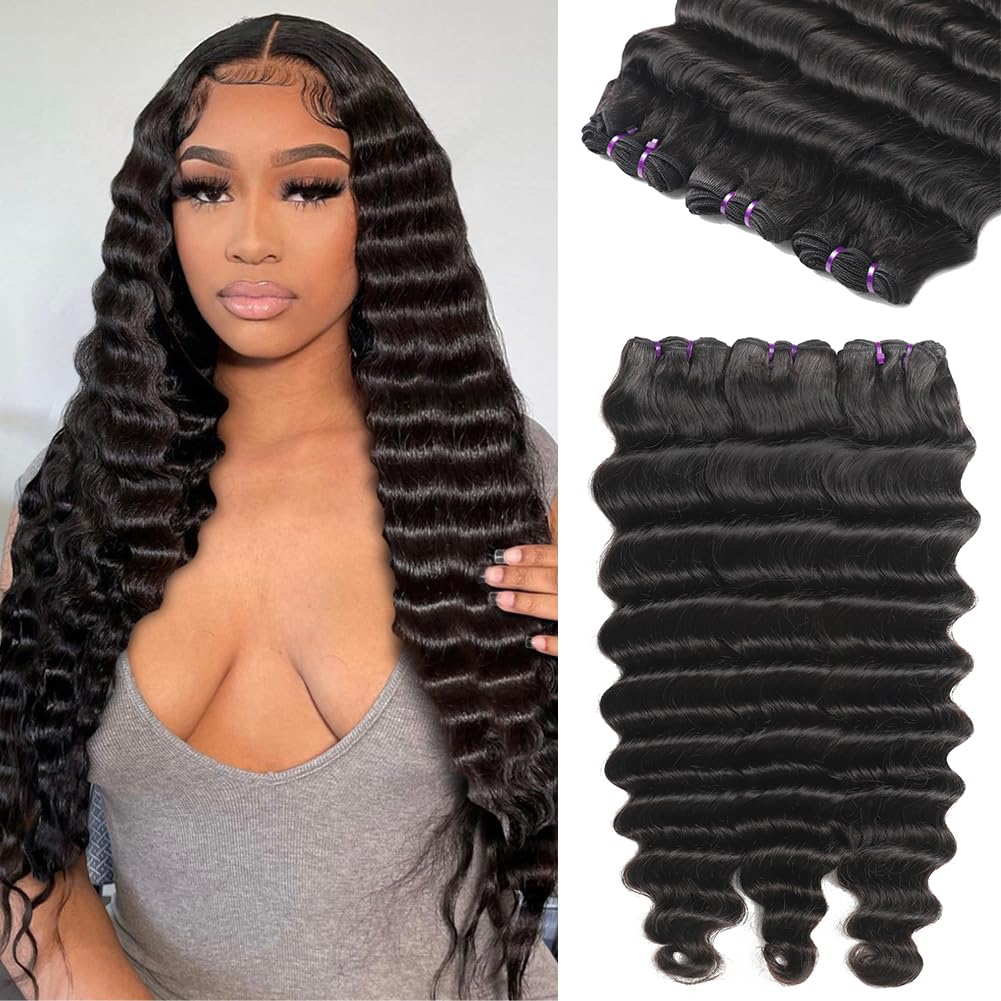 Loose Deep Curly Human Hair Bundles Loose Deep Wave 3 Bundles (24 26 28 Inch) Brazilian Virgin Remy Hair Weave Human Hair Loose Wave Bundles Hair Weft