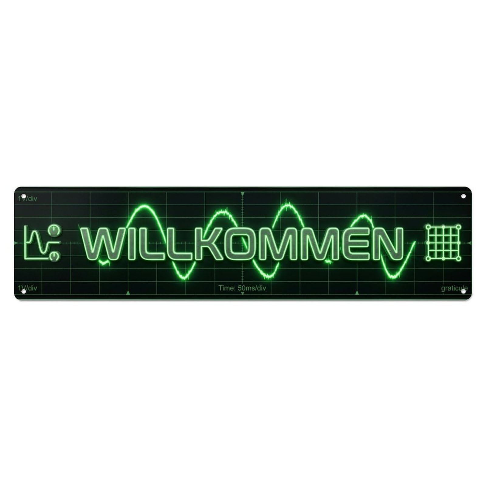 Neon Oscilloscope Wave Tech Welcome Metal Tin Sign