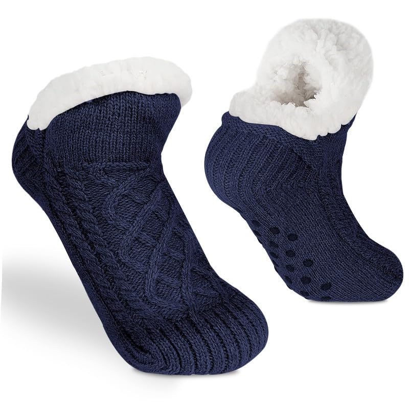 flintronic 1 Paia Calzini a Pantofola per Donna e Uomo, Morbidi e Caldi, Comodi, Caldi Calzini Foderati in Lana, Antiscivolo per Interni