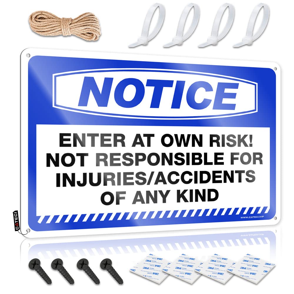 STWNVOITV Bar Sign Metal Notice Enter At Own Risk!Not Responsible For Injuries/Accidents Of Any Kind Tin Sign Tin Signs For Bar Tin Signs For Bar(30X40CM)