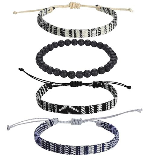 Beach Bracelet Set for Men and Women, Surfer Men Bracelet, Braided Boho Summer Bracelets Adjustable Men's Bracelet Handmade Women Bracelet String Rope Ankle Bracelets Birthday Gift