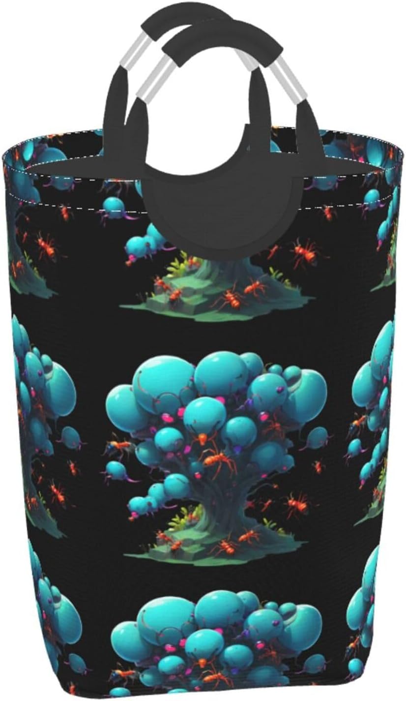 Neon Ant Colony Foldable storage bag, 50L capacity, suitable for laundry room, dormitory bedroom, dirty clothes storage basket.