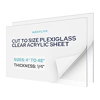 Vista 1 de KastLite Láminas de plexiglás acrílico transparente de 1/4" de grosor, cortadas a medida - Paneles transparentes nominales de 4" x 6" para corte por
