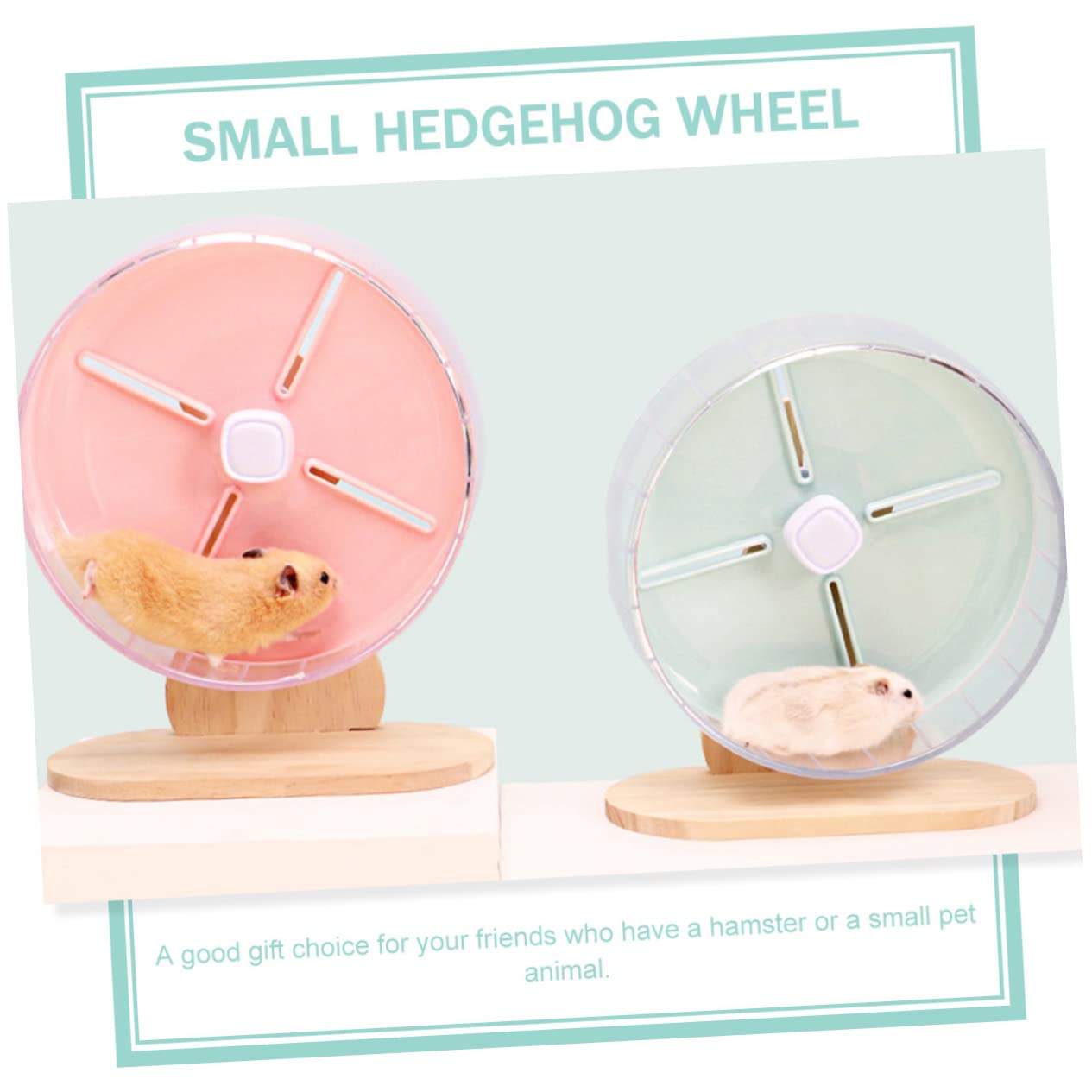 FRCOLOR Rueda para Hámster Silenciosa Soporte, Rueda de Ejercicio para Roedores Pequeña de 20 Cm, Material Abs y Madera, Adecuado para Jaulas de Mascotas y Aumentar Su Actividad
