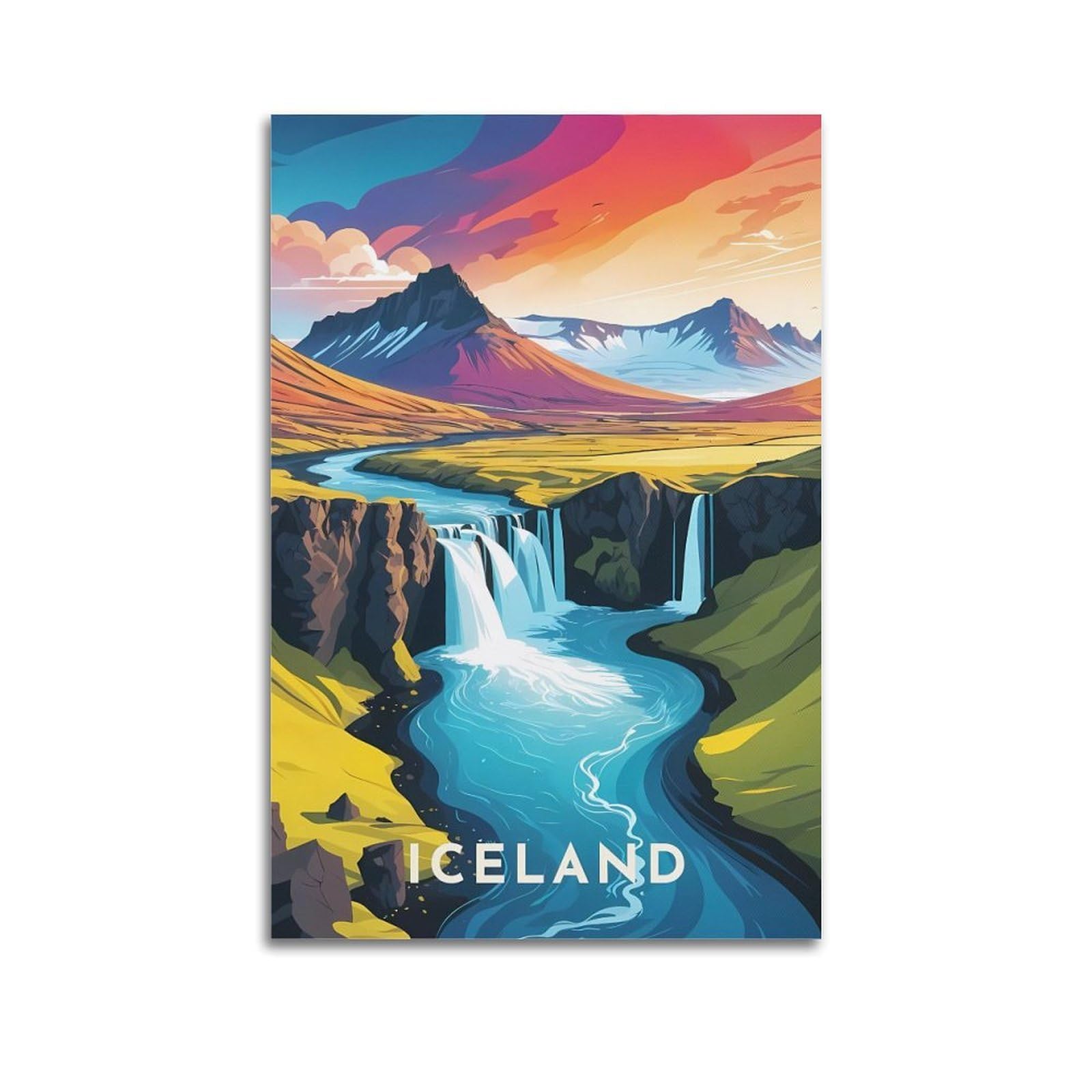 EZMLFA 5D Diamond Art Kits Adults,Iceland,Gem Art,Crystal Kits Round Drill for Home Wall Decor Gifts,Women,Men 30x40cm